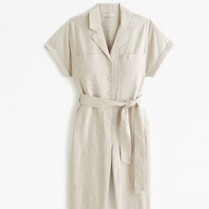 Abercrombie & Fitch Linen-blend Utility Jumpsuit